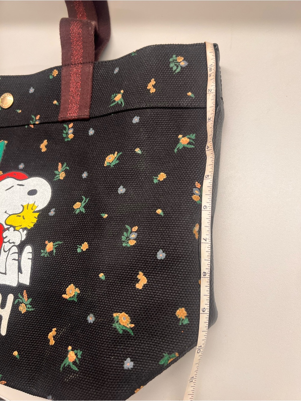 Coach Black Canvas Tote with Red Apple Snoopy Graphic - Picture 4 of 11